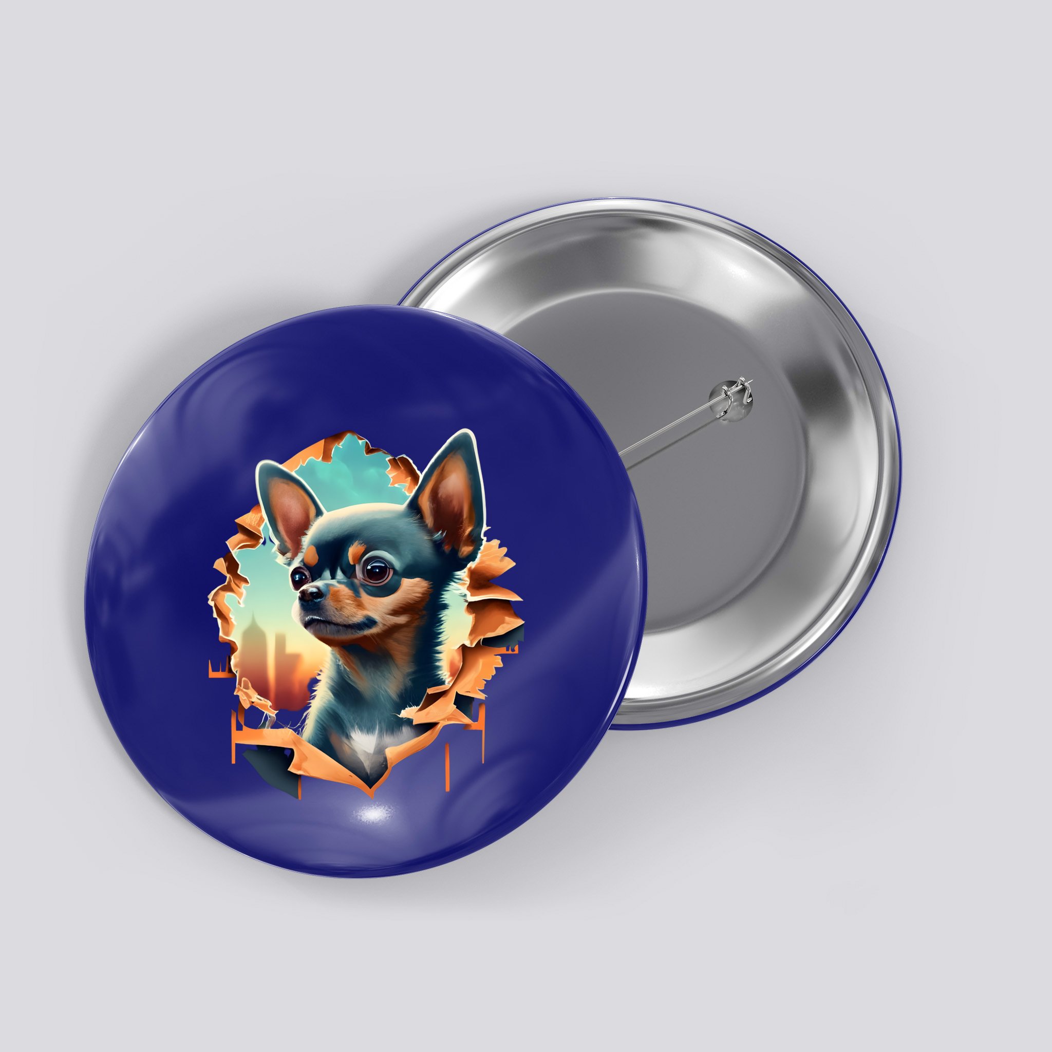 Chihuahua Lover Cute Puppy Peeking Through Cloth Deer Head Gift Button