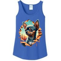 Chihuahua Lover Cute Puppy Peeking Through Cloth Deer Head Gift Ladies Essential Tank