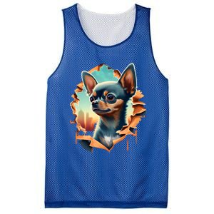 Chihuahua Lover Cute Puppy Peeking Through Cloth Deer Head Gift Mesh Reversible Basketball Jersey Tank