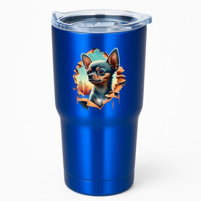 Chihuahua Lover Cute Puppy Peeking Through Cloth Deer Head Gift Tumbler