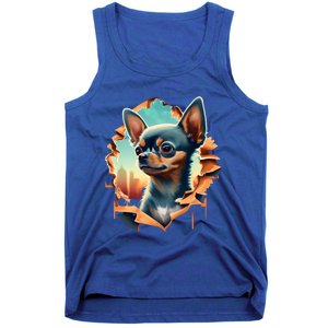 Chihuahua Lover Cute Puppy Peeking Through Cloth Deer Head Gift Tank Top