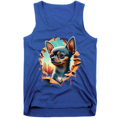 Chihuahua Lover Cute Puppy Peeking Through Cloth Deer Head Gift Tank Top