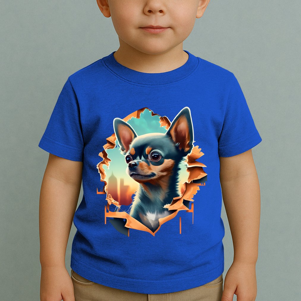Chihuahua Lover Cute Puppy Peeking Through Cloth Deer Head Gift Toddler T-Shirt