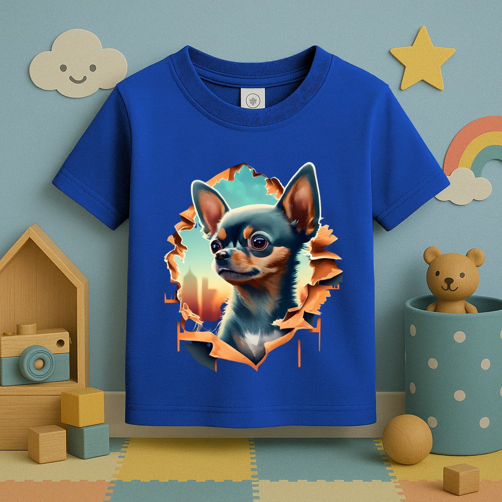 Chihuahua Lover Cute Puppy Peeking Through Cloth Deer Head Gift Toddler T-Shirt