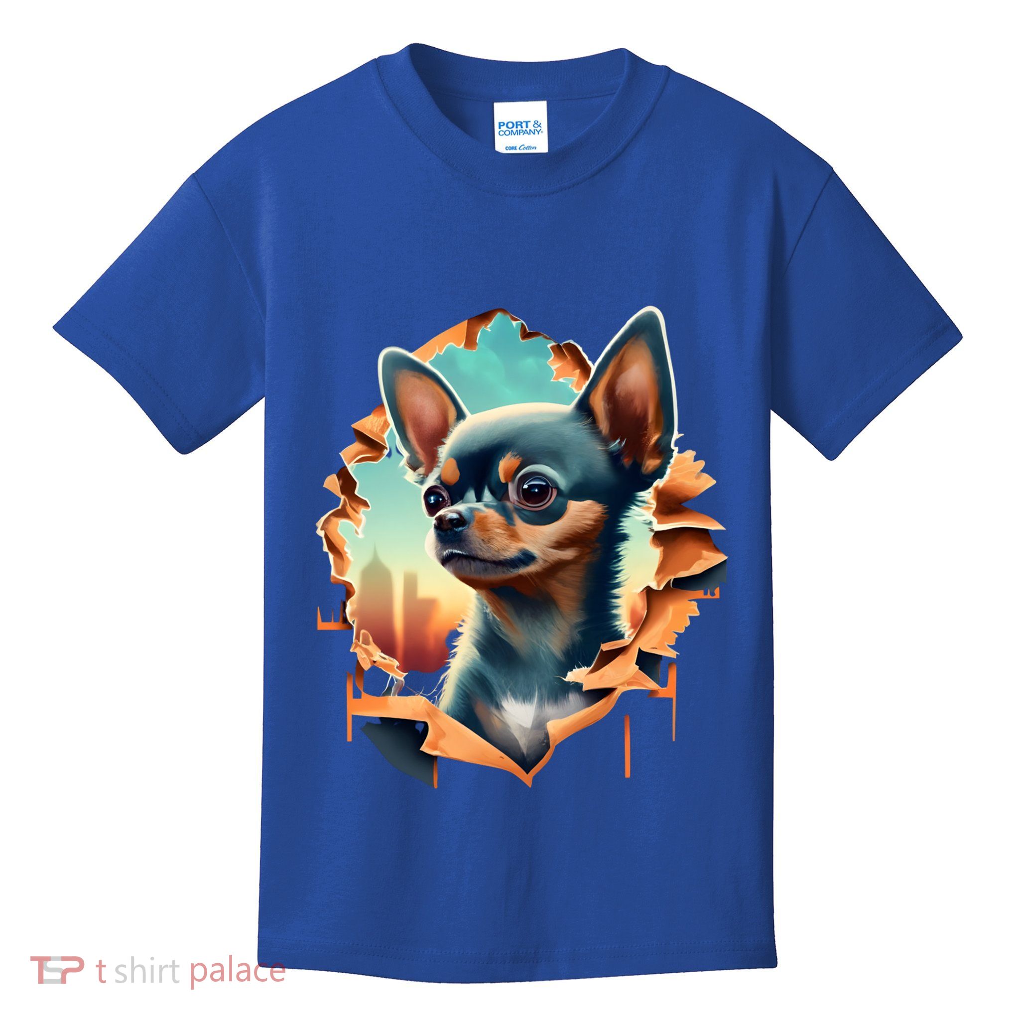 Chihuahua Lover Cute Puppy Peeking Through Cloth Deer Head Gift Kids T-Shirt