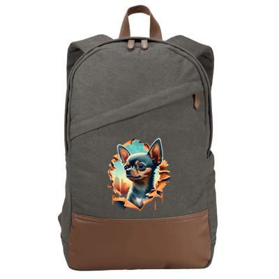 Chihuahua Lover Cute Puppy Peeking Through Cloth Deer Head Gift Cotton Canvas Backpack