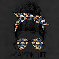 Camping Life Camping Lover Girl Outside 7 Panel Mesh Trucker Snapback Hat