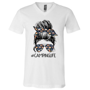 Camping Life Camping Lover Girl Outside V-Neck T-Shirt