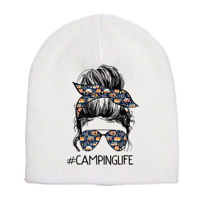 Camping Life Camping Lover Girl Outside Short Acrylic Beanie