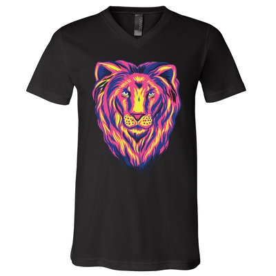 Colorful Lion V-Neck T-Shirt