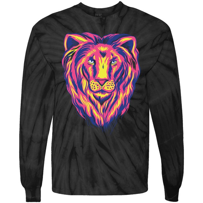 Colorful Lion Tie-Dye Long Sleeve Shirt