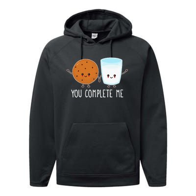 Cute Love Cookie And Milk You Complete Me Performance Fleece Hoodie