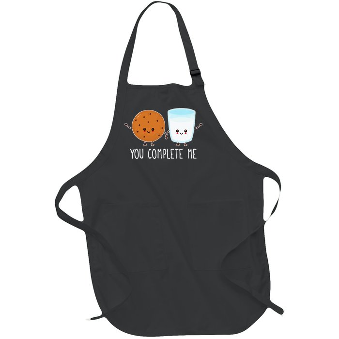 Cute Love Cookie And Milk You Complete Me Full-Length Apron With Pockets