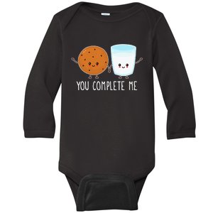 Cute Love Cookie And Milk You Complete Me Baby Long Sleeve Bodysuit