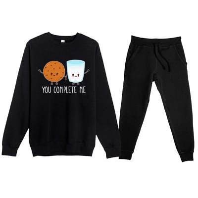 Cute Love Cookie And Milk You Complete Me Premium Crewneck Sweatsuit Set