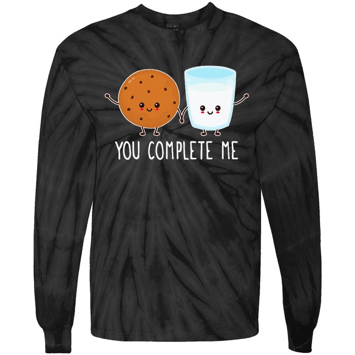 Cute Love Cookie And Milk You Complete Me Tie-Dye Long Sleeve Shirt