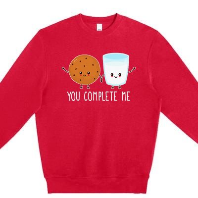 Cute Love Cookie And Milk You Complete Me Premium Crewneck Sweatshirt