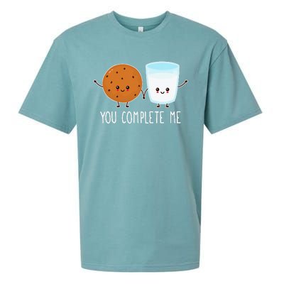 Cute Love Cookie And Milk You Complete Me Sueded Cloud Jersey T-Shirt