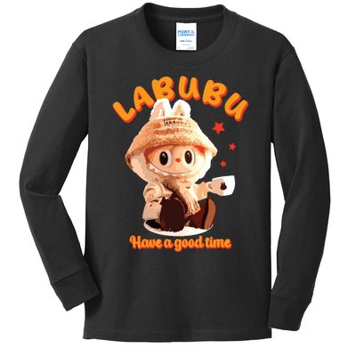 Cute Labubu Classic Pose Funny Labubu Kids Long Sleeve Shirt