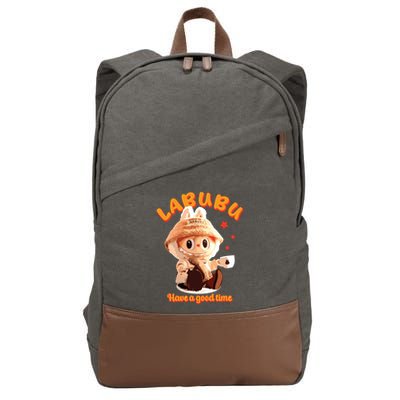Cute Labubu Classic Pose Funny Labubu Cotton Canvas Backpack