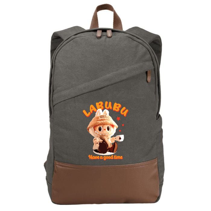 Cute Labubu Classic Pose Funny Labubu Cotton Canvas Backpack