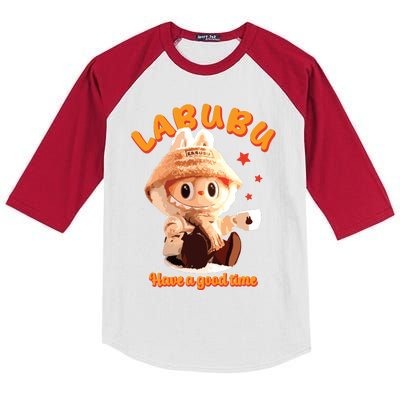 Cute Labubu Classic Pose Funny Labubu Kids Colorblock Raglan Jersey