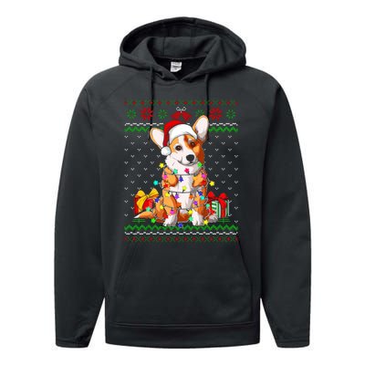 Christmas Lights Corgi Dog Lover Performance Fleece Hoodie