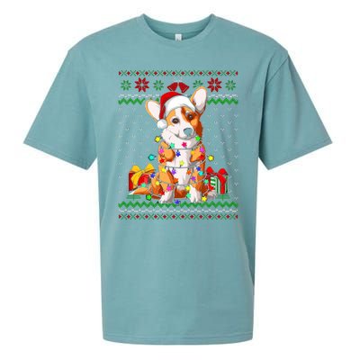 Christmas Lights Corgi Dog Lover Sueded Cloud Jersey T-Shirt