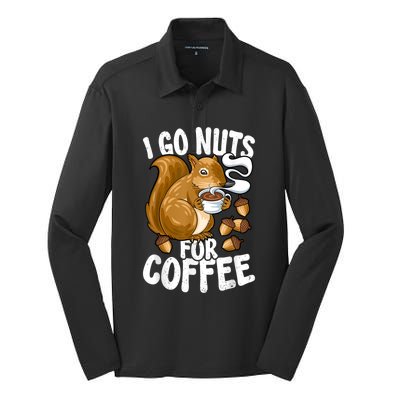 Coffee Lover, Coffee Drinker Tee, Funny Squirrel Silk Touch Performance Long Sleeve Polo