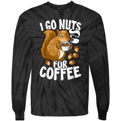 Coffee Lover, Coffee Drinker Tee, Funny Squirrel Tie-Dye Long Sleeve Shirt