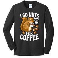 Coffee Lover, Coffee Drinker Tee, Funny Squirrel Kids Long Sleeve Shirt