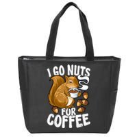 Coffee Lover, Coffee Drinker Tee, Funny Squirrel Zip Tote Bag