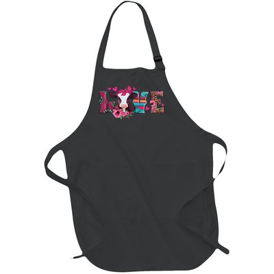 Cute Love Calf Love Cow Western Valentines Day Calf Mom Full-Length Apron With Pockets