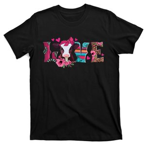 Cute Love Calf Love Cow Western Valentines Day Calf Mom T-Shirt