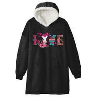 Cute Love Calf Love Cow Western Valentines Day Calf Mom Hooded Wearable Blanket