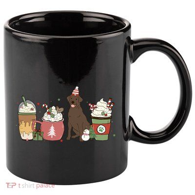 Chocolate Lab Coffee Latte Winter Christmas Dog Mom Holiday Gift 11oz C Handle Ceramic Mug
