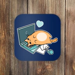 Cute Laptop Cat Coaster