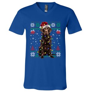 Chocolate Labrador Christmas Santa Ugly Lab Dog Love Great Gift V-Neck T-Shirt