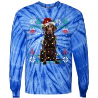 Chocolate Labrador Christmas Santa Ugly Lab Dog Love Great Gift Tie-Dye Long Sleeve Shirt