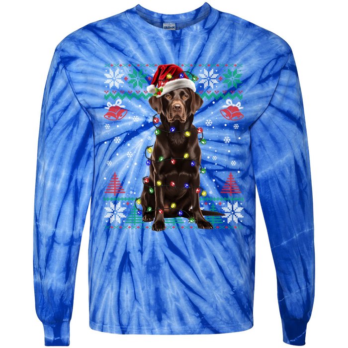 Chocolate Labrador Christmas Santa Ugly Lab Dog Love Great Gift Tie-Dye Long Sleeve Shirt