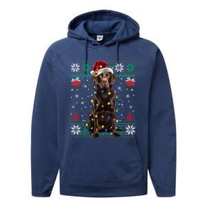 Chocolate Labrador Christmas Santa Ugly Lab Dog Love Great Gift Performance Fleece Hoodie