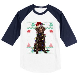 Chocolate Labrador Christmas Santa Ugly Lab Dog Love Great Gift Baseball Sleeve Shirt