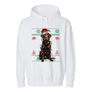 Chocolate Labrador Christmas Santa Ugly Lab Dog Love Great Gift Garment-Dyed Fleece Hoodie