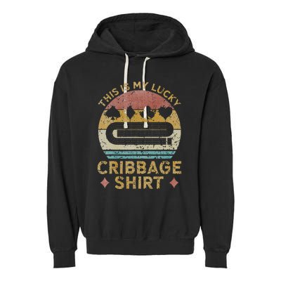 Cribbage Lucky Cribbage Lovers Vintage Cribbage Board Game Garment-Dyed Fleece Hoodie