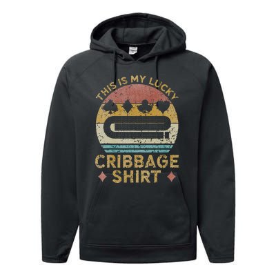 Cribbage Lucky Cribbage Lovers Vintage Cribbage Board Game Performance Fleece Hoodie