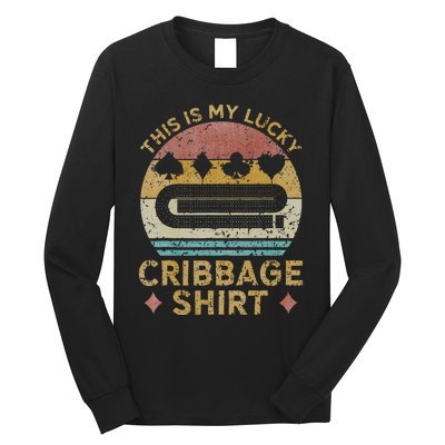 Cribbage Lucky Cribbage Lovers Vintage Cribbage Board Game Long Sleeve Shirt