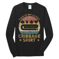 Cribbage Lucky Cribbage Lovers Vintage Cribbage Board Game Tall Long Sleeve T-Shirt