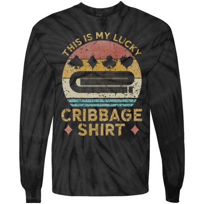 Cribbage Lucky Cribbage Lovers Vintage Cribbage Board Game Tie-Dye Long Sleeve Shirt