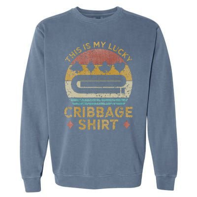 Cribbage Lucky Cribbage Lovers Vintage Cribbage Board Game Garment-Dyed Sweatshirt