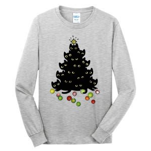 Cat Lovers Cute And Funny Holiday Tree Christmas Gift Tall Long Sleeve T-Shirt